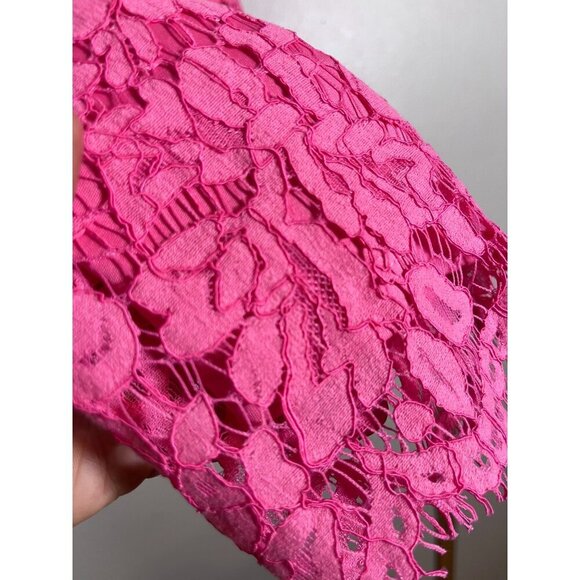 Isaac Mizrahi Top Women L Pink Floral Lace Feminine Ballerina Coquette Fringe - Picture 3 of 11